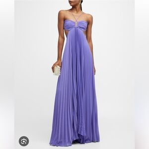 A.L.C. Moira Dress - pleated purple halter dress